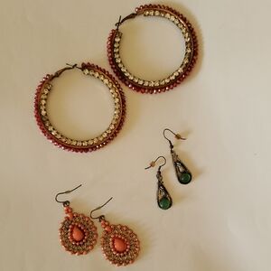 Three Pairs Of Fashion Earrings